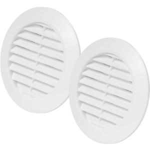 Vent Systems 3" Inch White Louvered Plastic Door Vent  2 Pack - Easy-to-Install Round Air Grille for Interior Airflow  Durable Ventilation Register for Bathroom, Garage, Furniture Panel Doors