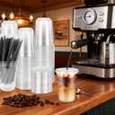14oz Clear Plastic Cups with Lids and Straws, 100 Pack Disposable To Go Cold Drink Cups for Iced Coffee, Smoothie, Juice, Boba Tea, Party Picnic Travel