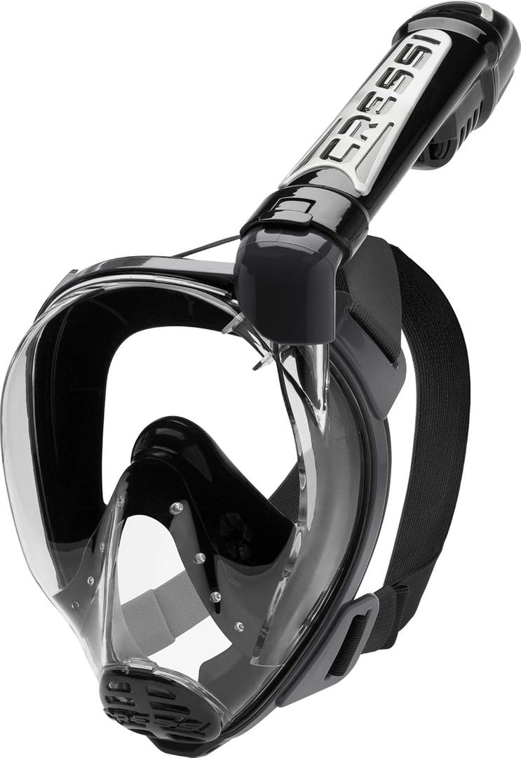 Cressi Adult Snorkeling Full Face Mask - Wide Clear View, Anti-Fog System - Easy Breathing: Safety First - New 2019 - Duke Dry: Designed in Italy: Quality Since 1946 (Medium-Large, Black/Black)