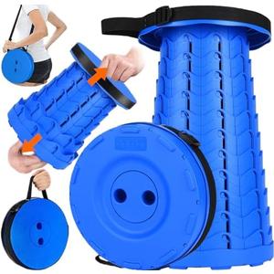 Fishboy Upgraded Collapsible Stool, 400lbs Max Weight, Lightweight But Sturdy, Portable Retractable Folding Telescoping Foldable Camping Stool for Adults Outdoor Fishing Hiking Gardening Travel BBQ (All Blue)