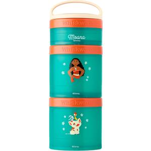 Whiskware Disney Princess Moana, Stackable Snack Containers for Kids, 3 Stackable Snack Cups for School or Travel, Formula and Cupholder Friendly, Moana and Pua
