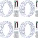 ZAIYW 4 Pack 16.5Ft 50 LED Fairy Lights Battery Operated with Remote Control Timer 8 Modes, Waterproof Fairy String Lights for Bedroom Wedding Xmas Tree Outdoor DIY Decor (Cool White)
