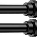 Shower Curtain Rod 31-63 Inch,0.87"Diameter Adjustable Spring Tension Curtain Rods No Drill,Matte Black Shower Tension Rod for Bathroom,Room Divider,Window,Anti-Rust Non-Slip 2-Pack