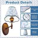 VIHOSE 2 Pcs Small Scalloped Lamp Shades Chandelier Lamp Shades 3 x 6 x 6 Inch Blue and White Linen Fabric Mini Scallop Lampshades with Trim Natural Tapered Lampshades for Wall Sconce Pendant Light