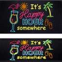 Jingmore Rubber Bar Mat for Bartending Coffee Bar Mat for Countertop Non Slip No Spill Tiki Table Pad for Home Cocktail Accessories(24 x12 Inch,Happy Hour Somewhere)