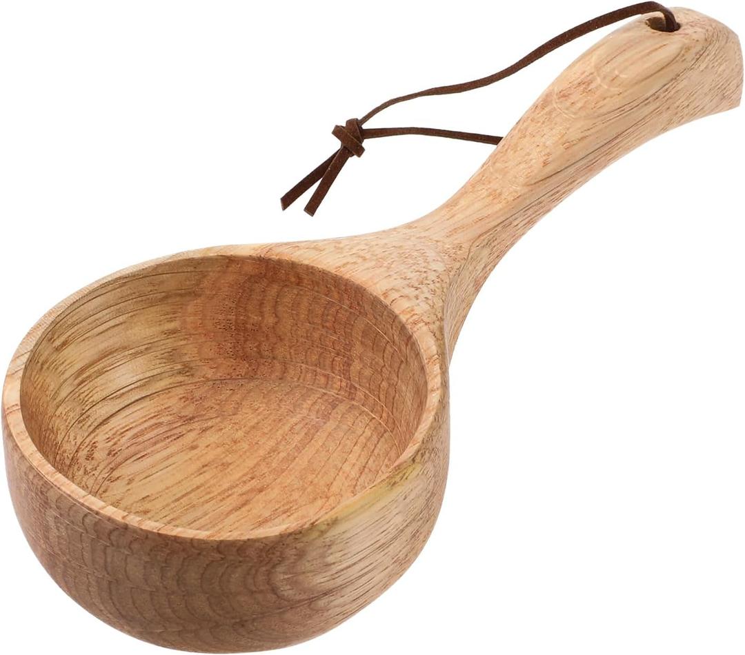 Wood Scoop Bath Salt Scoop Wooden Kitchen Scoops Rice Spoon Multipurpose Large Wood Water Spoon Scoops for Canisters 8 Inch Round Serving Soup for Cooking Stirring