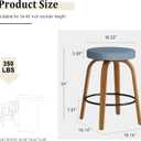 Swivel Bar Stools Set of 2, 24" Counter Height Backless Bar Stools, Fabric Upholstered Seat, Sturdy Curved Wood Legs, Mid-Century Modern Island Stools for Kitchen Bar, Dining Room, Blue