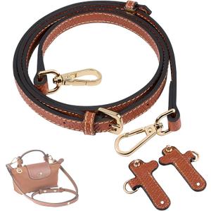 Purse Straps Replacement, Leather Handbag Crossbody Shoulder Strap Kit Adjustable for Mini Longcamp Tote Bag Women (Cognac Gold)