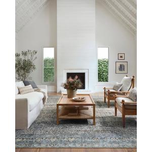 Loloi Amber Lewis Billie Collection BIL-05 Denim/Blush 5'-0" x 7'-6", 0.19" Thick Area Rug, Denim / Blush