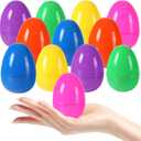 12Pcs Plastic Bright Easter Eggs Assortment, 3.15'' Fillable Easter Eggs Empty Bulk, Perfect for Easter Egg Hunt/Surprise Egg