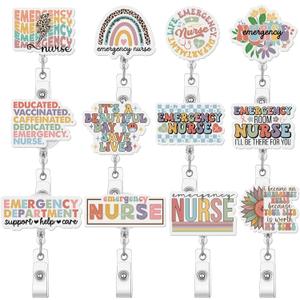 Geyoga 12 Pcs Emergency Nurses Appreciation Gifts Badge Holder Retractable Badge Reels Cards Holder with Clip Gift for Emergency Nurse Dentist Volunteer Ot Doctor Nurse Coworker Appreciation