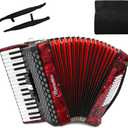 Accordion 34 Key 60 Bass Piano Beginners Teachers Students (Red)