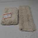 H.VERSAILTEX Ivory Bath Mat Bath Rugs, Extra Thick Striped Bath Rugs for Bathroom 2 Piece Bathroom Set, Anti-Slip Soft Plush Chenille Shaggy Mat Water Absorbent (Ivory, 20" x 32"/17" x 24")