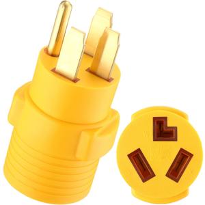 Kanayu 14-50P to 10-30R 50amp to 30amp Dryer Adapter Compatible with NEMA, 4 Prong RV 14-50P Male 3 Prong 10-30R Female Adapter Generator Dryer Welder Power Cord Connector (Yellow)