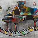 DuoBaorom Music Wall Art Musical Notes Studio Dcor Vintage Piano Painting 24x36inch