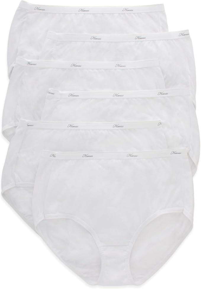 Hanes women's Cotton briefs underwear, 6 Pack Brief White, 10 US