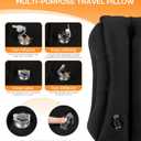 Sunany Travel Pillow, Upgraded Plane Pillow for Long Flights, Inflatable Neck Pillow Used for Airplanes, Cars, Buses, Trains, Office Napping with Eye Mask, Earplugs (Black)