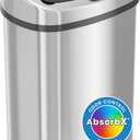 iTouchless 13 Gallon Sensor Kitchen Trash Can with Lid and Odor Filter, Stainless Steel Oval Automatic Trashcan for Home Office Bedroom Living Room Garage Large Capacity Slim Space-Saving Trash Bin (Brushed Silver)