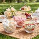 Potchen 3 Pcs Heart Glass Candy Bowl Dish, 14oz Romantic Dessert Bowls with Heart Detail Spring Dishes for Mother's Day Gift Bridal Shower Party Home Table
