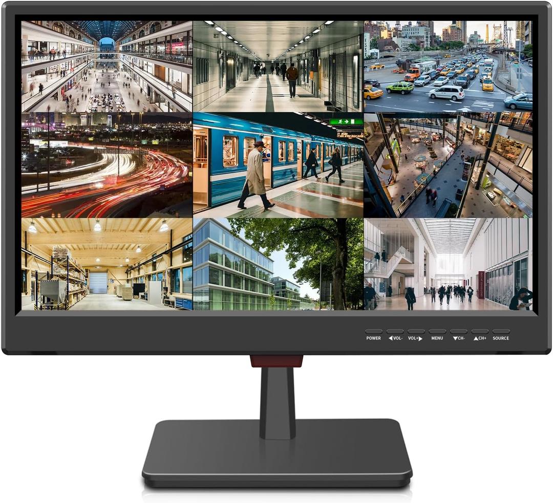 Jexiop 19 Security Monitor,Small Surveillance Monitor HDMI VGA and BNC Input,Computer Monitor with Speakers for CCTV DVR Office and Home Security Camera System Surveillance