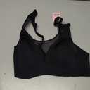 MOVINUN Wireless Bra Push Up Comfort Seamless Support No Underwire T-Shirt Bra Lift Padded Sexy Back Fat Smoothing V Neck Invisible Sleep Bralette Black Mesh Front, Medium