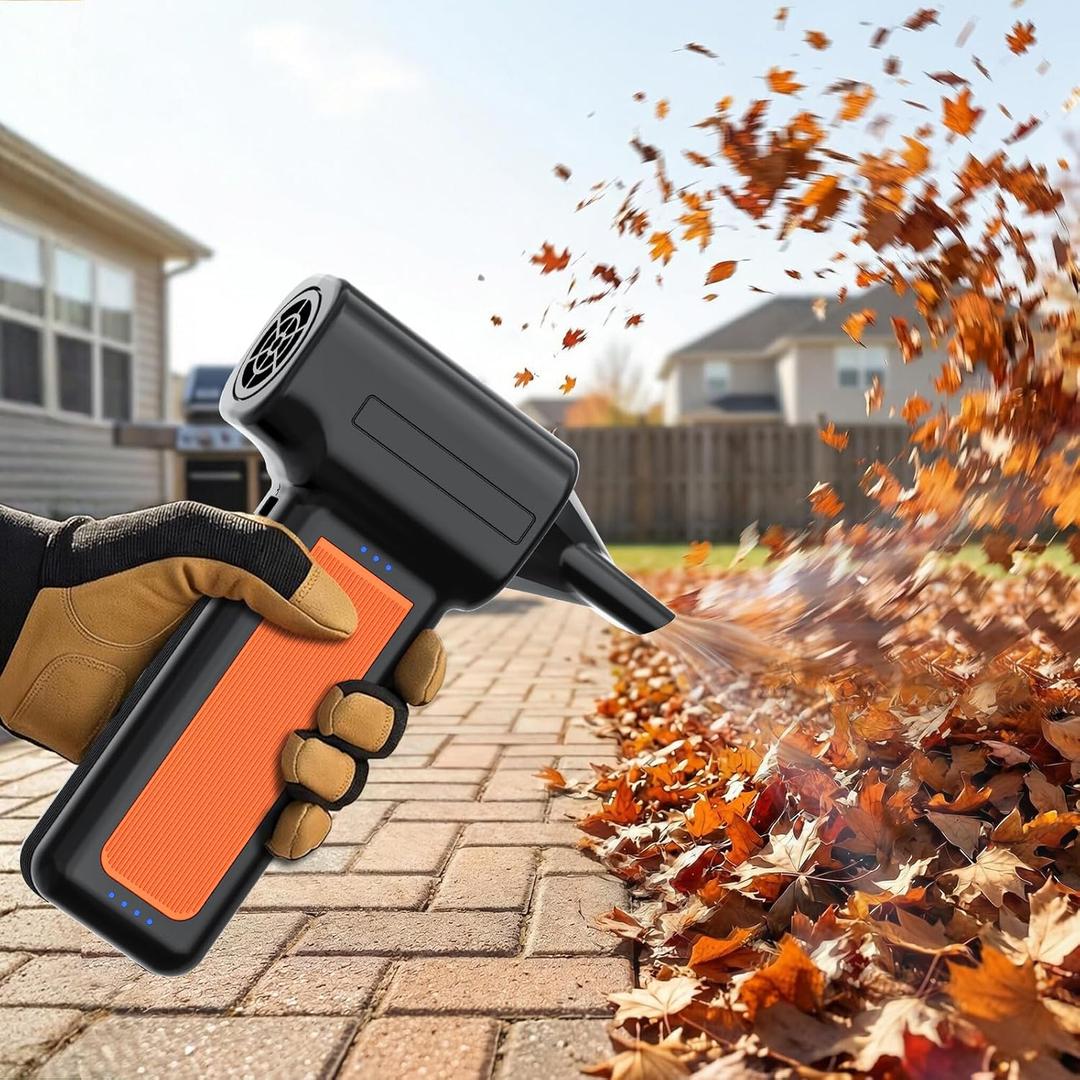 Super Power Electric Air Duster: 135,000RPM Stepless Speed Rechargeable Cordless Blower for Patio Leaf Cleaning, BBQ Fire Starting and Car Snow Removal - DW186