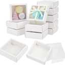 BENECREAT 20Pcs Clear Square Paper Boxes with Clear PVC Window, 3.33.31.3Inches Paper Gift Packaging Box for Wedding Favor, Festival Gift, Chocolates, Cookies, Small Crafts