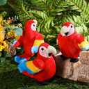 HyDren 1 Piece Stuffed Parrot on Shoulder 7 Inch Plush Shoulder Parrot Gift for Costume Accessory Animal Toys Cosplay Prop for Birthday Party (Classic,Red)