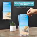 Viymgit Brochure Holder Stand, 2 Pack 4 inches Acrylic Pamphlet Display Stand Wall Mount/Countertop, Clear Plastic Trifold Rack Card Holder for Organizer Flyer, Leaflets, Document, Literature