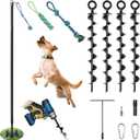 Tether Tug Outdoor Dog Toy, 31"-78" Tug of War Dog Toy with Safety Pole Cover, 3 Replaceable Ropes & Spiral Ground Anchor - 4 Durable Spring Pole Interactive Pull Toy for Large Medium Small Dog