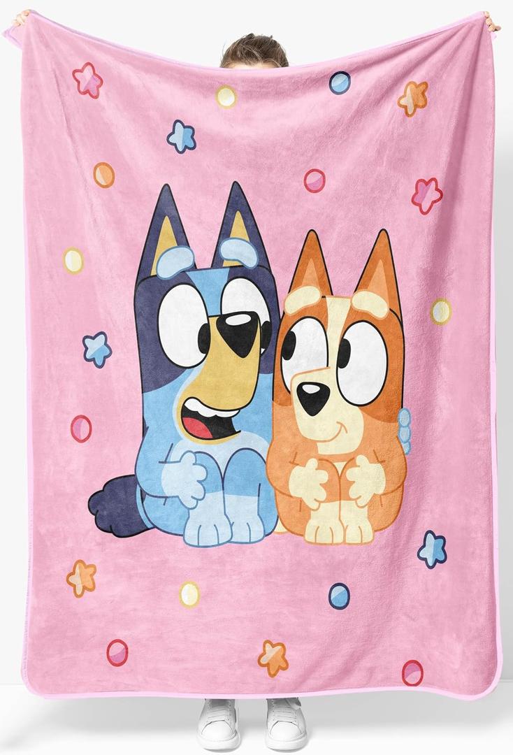 Jay Franco Kids Plush Throw Blanket Soft & Comfy Throw for Couch or Bed Cozy Home Dcor for Living Room & Bedroom, Pink - Bluey, 46x60 - Throw Blanket