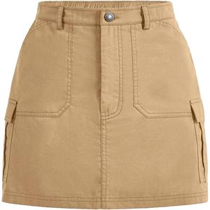 WDIRARA Women's Cargo Skirt Flap Pocket Side High Waist Zipper Fly Bodycon Mini Skirt (S)