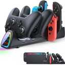 FASTSNAIL [Switch 1/2 Compatible] Controller Charging Dock for Nintendo Switch 2/1 for Joycon 2, 10 in 1 Fast Controller Charger Station Stand for Pro Controller 2/1 with 11 RGB Modes, LED Indicator, Black