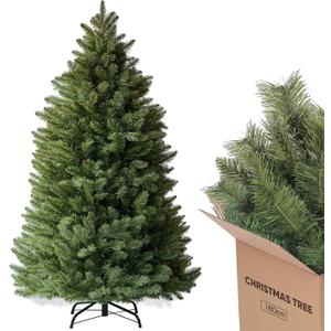 GTPLAYER 6ft Christmas Tree Artificial Xmas Tree with 1000 Branch Tip, 1 Minute Christmas Tree Party Decorations for Home, Foldable Stand, Easy Assembly