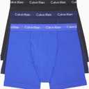 Calvin Klein Men's Cotton Stretch 3-Pack Boxer Brief (Large, Black, Blue Shadow, Cobalt Water)