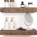 BANFFLOW Floating Shelves 3 inch Thick for Wall Set of 2,Solid Pine Wood Wall Mount Shelf for Kitchen Living Room Bedroom Bathroom,8" D x 30" L x 3" H-Black Walnut