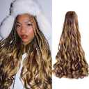 French Curly Braiding Hair 22 Inch 8 Packs Bouncy Pre Stretched Loose Wavy Braiding Hair Extensions 75g/Pack Synthetic French Curl Crochet Hair for Black Women (22 Inch,8 Packs,27/33)