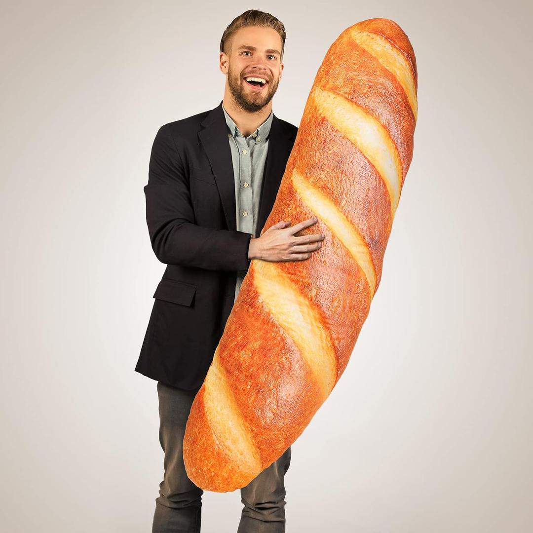 Yookeer 3D Simulation Bread Pillow 47.24 Inches Funny Food Pillow Giant Baguette Cushion Bread Body Plush Food Cushion for Sleeping Decor