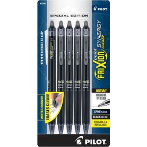 PILOT FriXion Synergy Clicker Erasable, Refillable & Retractable Gel Ink Pens, 0.5mm Extra Fine Point, Black Ink, 5-Pack