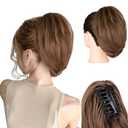 Claw Clip Ponytail Extension - 10 Inch Short Ponytail Extension, Straight Pony Tails Hair Extensions, Synthetic Hair Extensions Ponytail, Clip On Ponytails for Women (Medium Brown Mixed Light Brown)