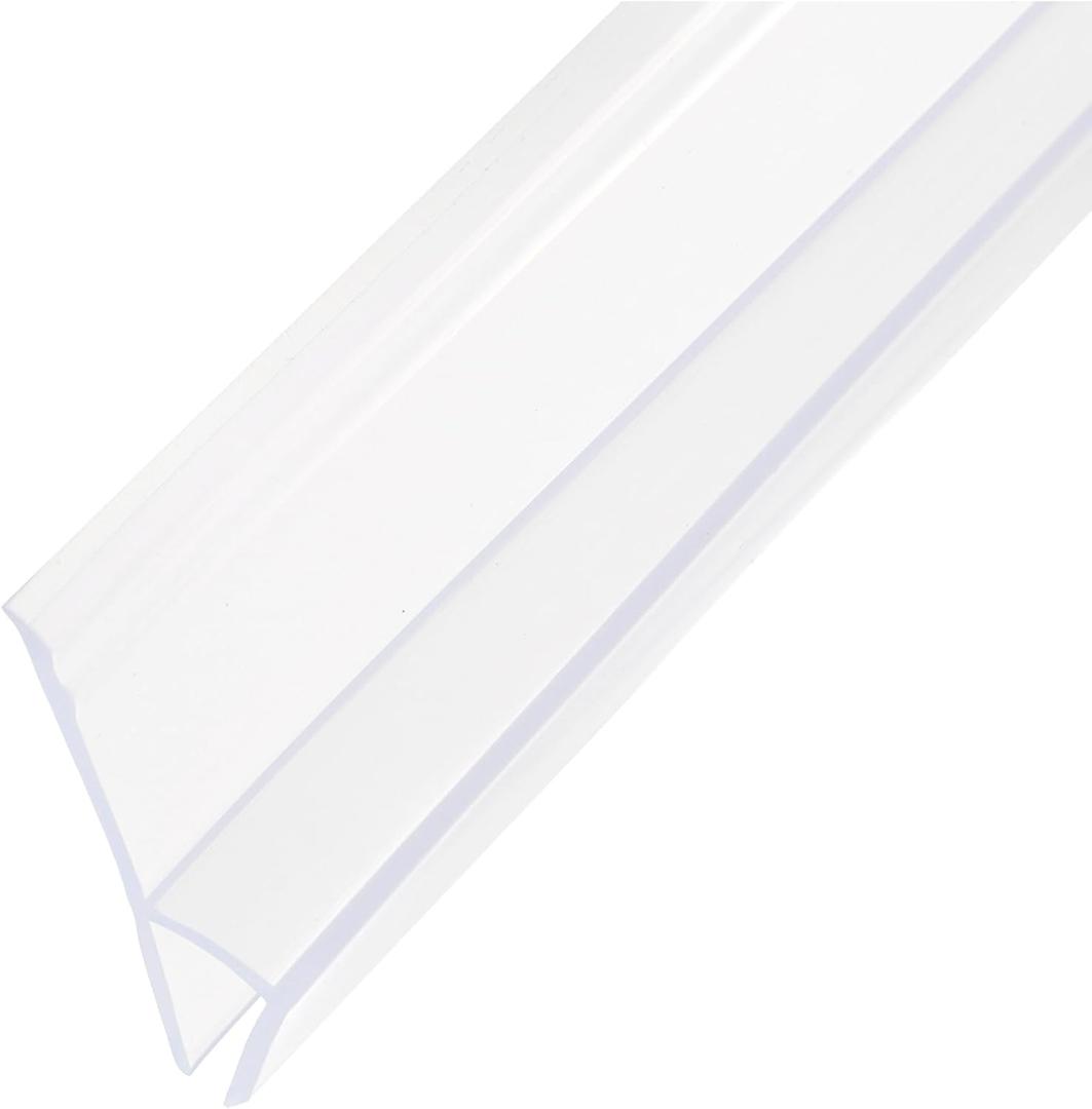 uxcell Shower Door Side Seal, WidenH-Type Shower Door Sweep for 1/4" Glass 130" Long Silicone Frameless Glass Door Seal Strip, Stop Shower Leaks, Clear