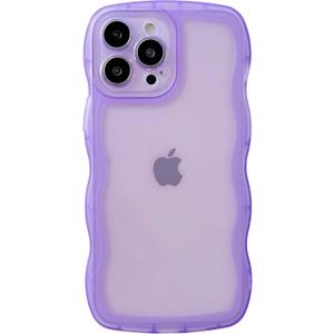 Caseative for iPhone 13 Pro Max Case,Solid Color Curly Wave Frame Clear Soft Phone Case (Purple,13 Pro Max)