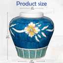 Hand Painted Ceramic Vase for Home Decor, 7.8" Decorative Floral Pottery Vase, Blue Glazed Flower Vase for Pampas Grass, Boho Farmhouse Table Centerpiece, Artistic Ceramic Accent Vase