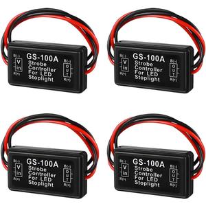 Zpana 4PCS GS-100A Car Brake Light Flasher Strobe, 12-24V Vehicle LED Flasher Module, Automotive Flashing Strobe Blinking Controller for Brake Tail Stop Light, Universal for Motorcycle Truck SUV