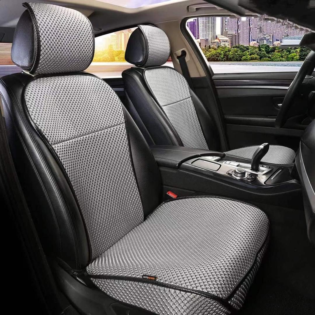 Auto Newer Luxury Breathable Car Seat Cover Fit Four Seasons, Universal Front of Car Seat Cushions, Bottom Seat Covers of Full Wrapped Edge,Universal Fit for 95% Cars,SUV,Pickup,Van(Grey，2PCS)