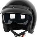 Yesmotor 3/4 Open Face Retro Motorcycle Helmet Vintage Helmet for Motorbike Casco, Moped, Cruiser, Bobber, and Chopper - DOT Approved(Light Black , M)