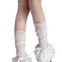CAT KO Women Y2K Japanese Leg Warmers Fashion Lace Bow Loose High Socks Student Heap Socks for lolita (White)