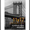 Homso 11x17 Picture Poster Metal Black Frame, Display Pictures 8.3x11.7 Inch with Mat or 11x17 Inch Without Mat, Thin Edge with Acrylic Plexiglass for Wall Mounting