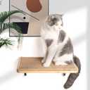 Cat Floating Wall Shelf with Scratching Mat, 1PC 9.7X16.6 Inch Large 1 Inch Thick Wood Cat Window Perches Hanging Shelves Wall Mounted Beds for Sleeping, Playing, Climbing, Support to 30 LBS