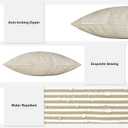 Outdoor Lumbar Pillows, Water Repellent Cushion Pillows 12x20 Inch, Outdoor Pillows with Inserts for Home Garden, Pack of 2, Stripe Beige